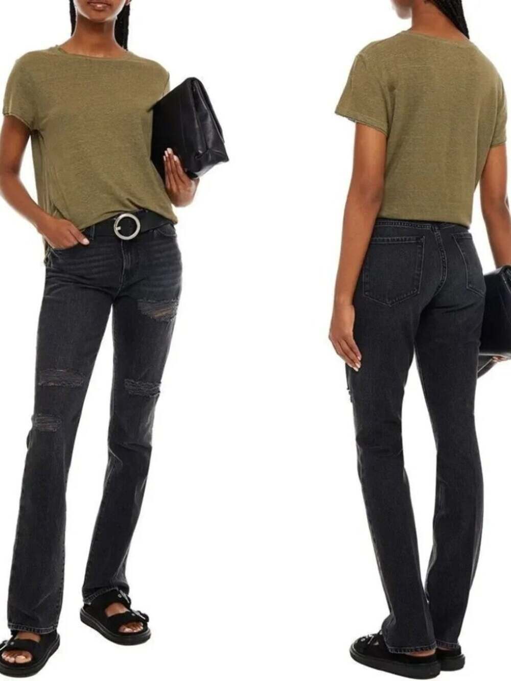Frame Le Mini Boot Distressed Bootcut Jeans